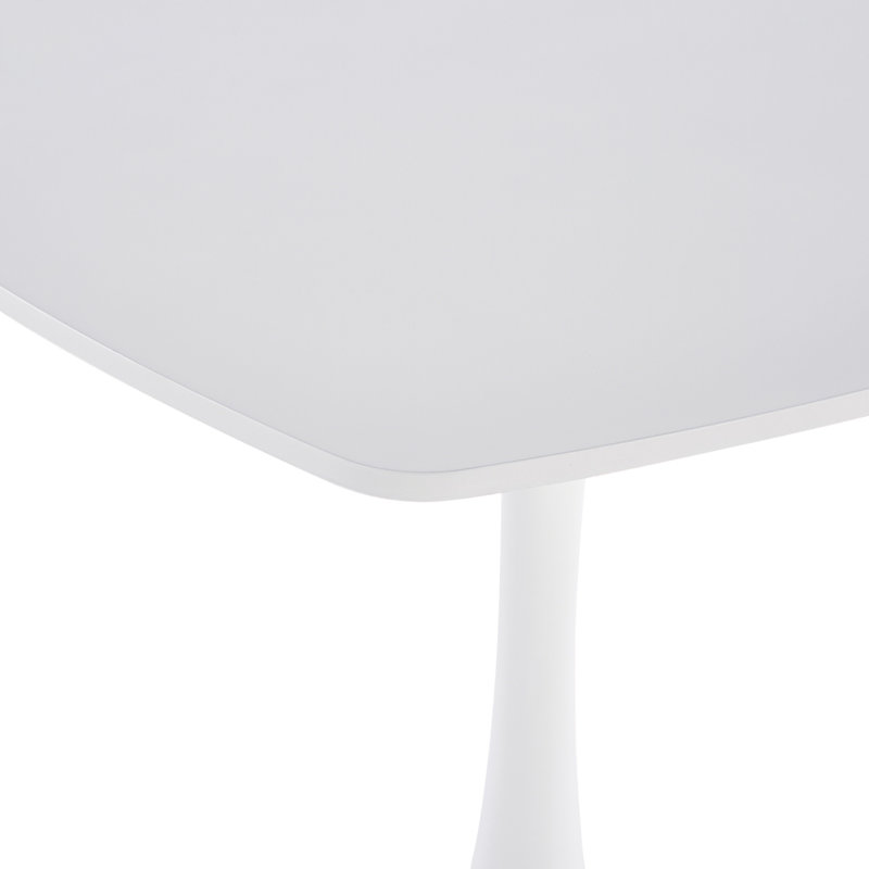 Square Dining Table with Metal Pedestal, White, 28.93" H x 31.5" L x 31.5" W, White