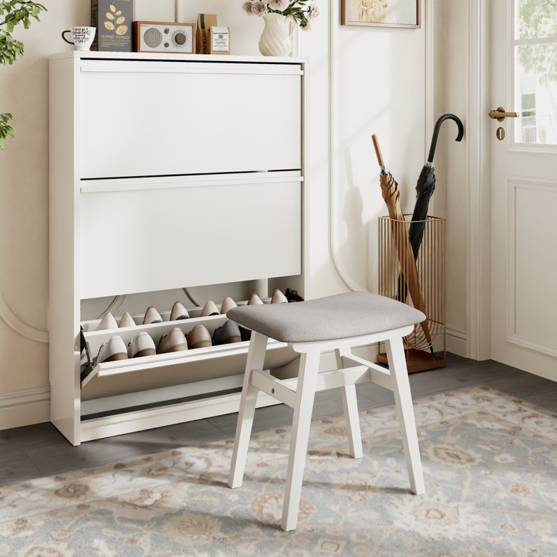 Tabouret de coiffeuse en bois massif Aevah avec coussin de selle, siège éponge à rebond élevé, fauteuil de maquillage facile à assembler