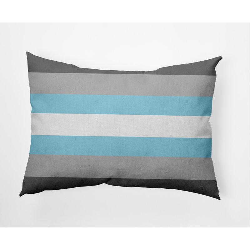 Striped Outdoor Reversible Throw Pillow, Blue/Gray