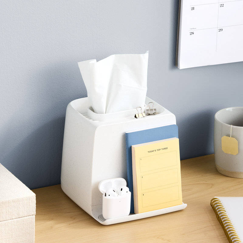 YouCopia The Ledge Tissue Holder, Cube, Bathroom Countertop Organizer with Additional Storage for Phones, Jewelry and Small Accessories