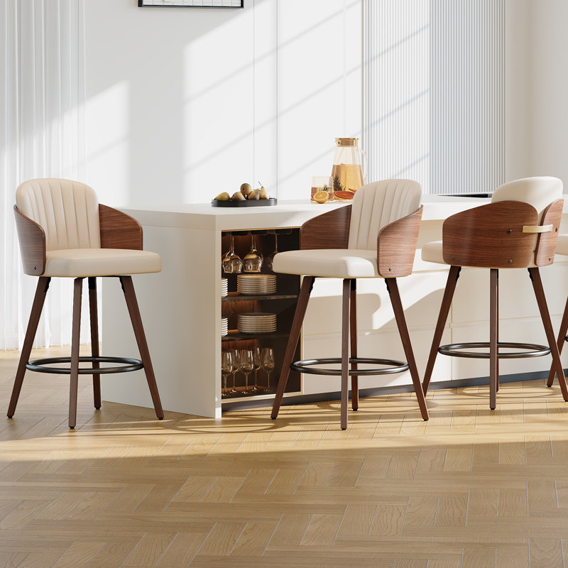 Tyandra 67cm Swivel Bar Stool, Beige