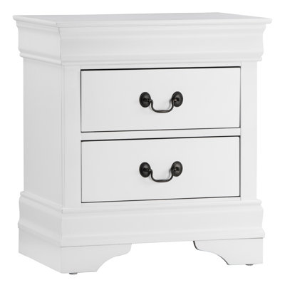 Traditional Design White Finish Nightstand 1Pc Antique Drop Handles Drawers Bed Side Table Bedroom Furniture