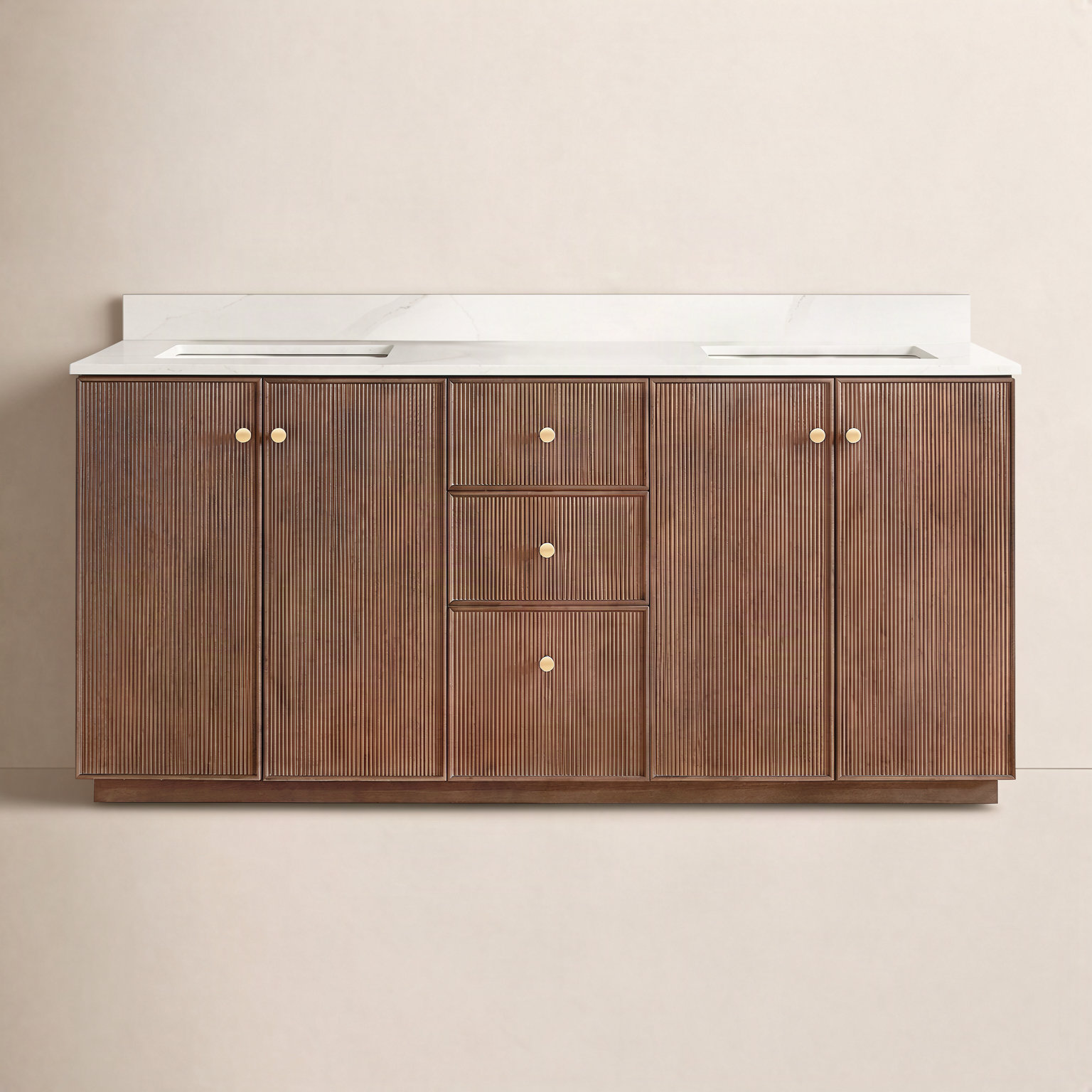 Amella 72'' Double Bathroom Vanity, Dark Brown Oak