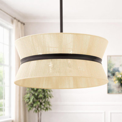 19.7" Modern Coastal 6-Light Rope Drum Chandelier
