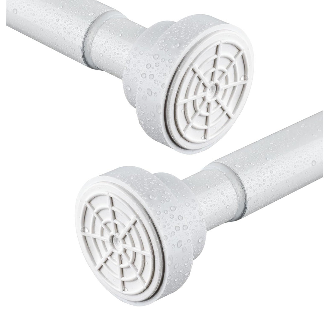 125cm Straight Shower Curtain Pole & Hook Set