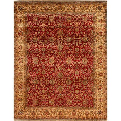 Tapis rouge et crème noué à la main de haute qualité