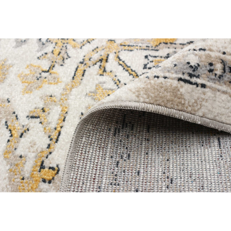 Tapis floral ivoire / brun Flatweave, Rectangle 6 pi x 9 pi
