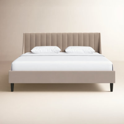 Helaina Velvet Upholstered Wingback Bed