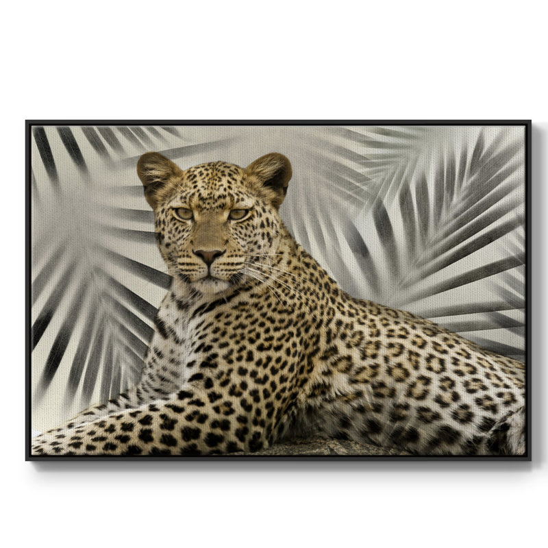 Boho Cheetah, peinture sur toile encadrée, Cadre noir, H 27 po x l 41 po x P 2 po