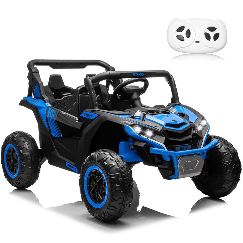 24V Kids Ride On Car UTV rose, véhicule électrique 2 places pour tout-petits avec télécommande, musique, Bluetooth, ceintures de sécurité