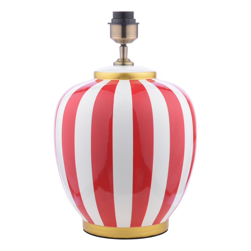 Circus Ceramic Table Lamp Base Only, Red/White