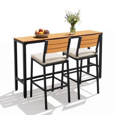 Plastic and Steel Patio Dining Set Table,