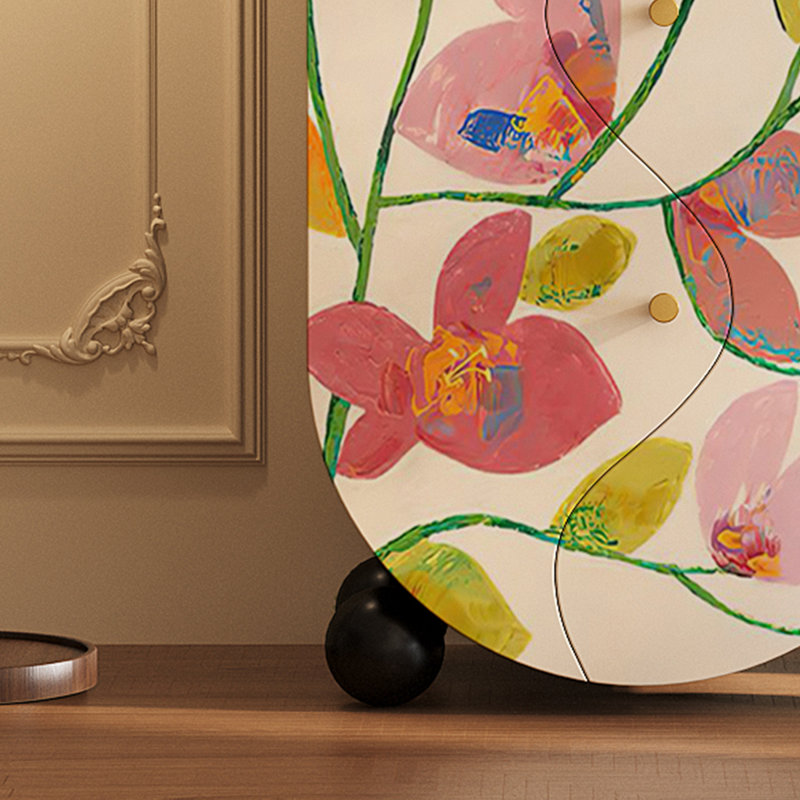 Armoire de rangement à motif floral de couleur crème