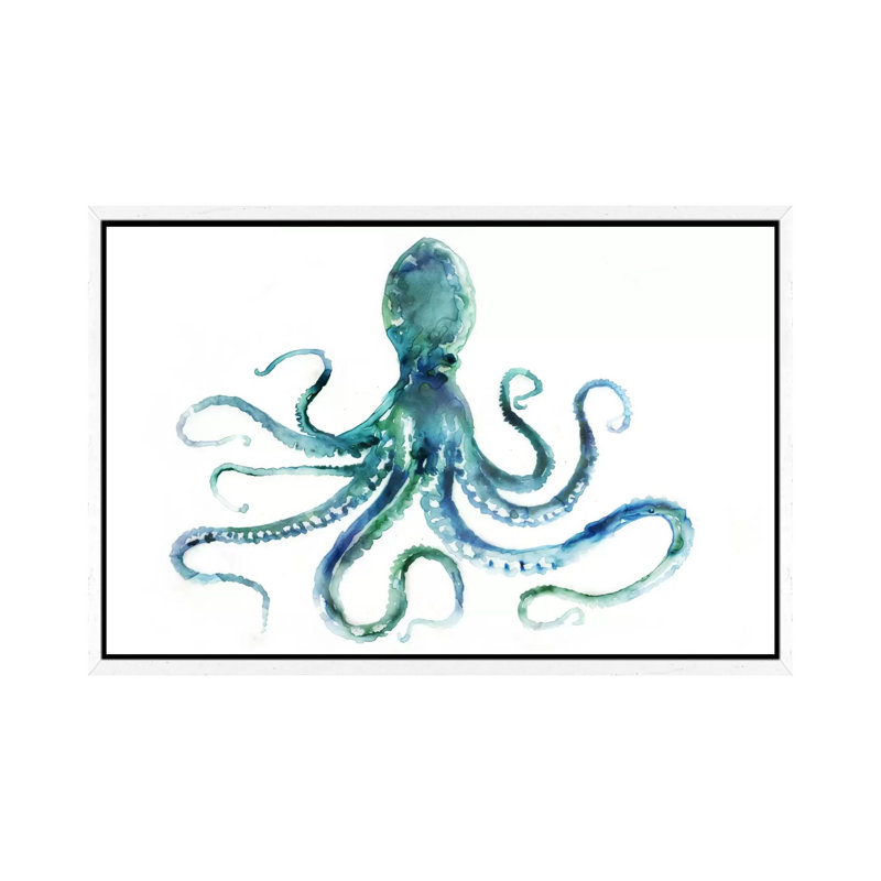 Octopus by Edward Selkirk - Print on Canvas, 152.5 cm H x 101.5 cm W, White Framed