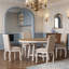 Ensemble de salle à manger 5 pièces avec table ronde extensible et chaises rembourrées-457046268