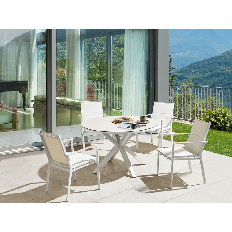 Bucyrus 4 - Person Patio Dining Set with Round Table, White