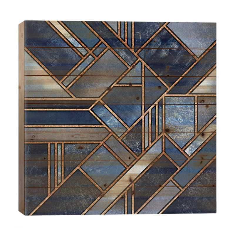 «Blue City» par Elisabeth Fredriksson - reproduction d'art sur papier, H 26 po x l 26 po x P 1,5 po, Bois