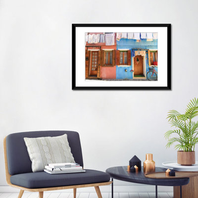"Burano, Italy, Laundry Day" par Mark Paulda - reproduction d'art graphique sur toile