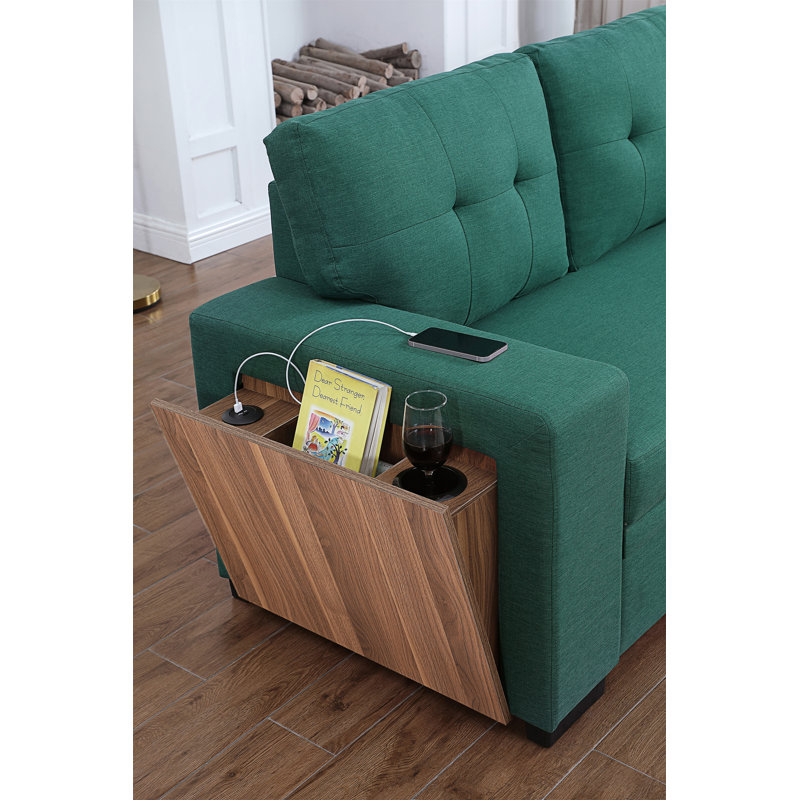 Javi 3 - Piece Upholstered Sectional, Green Linen