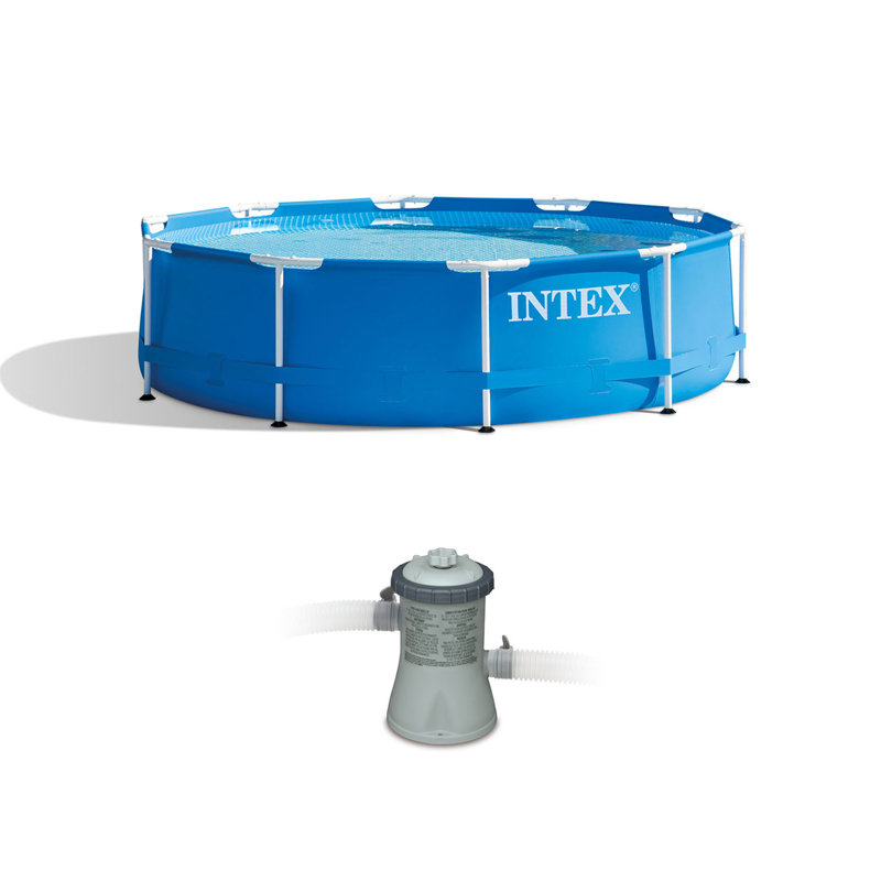 Metal Round Frame Set Pool 30'' H x 120'' W x 120'' L , with Pump Included