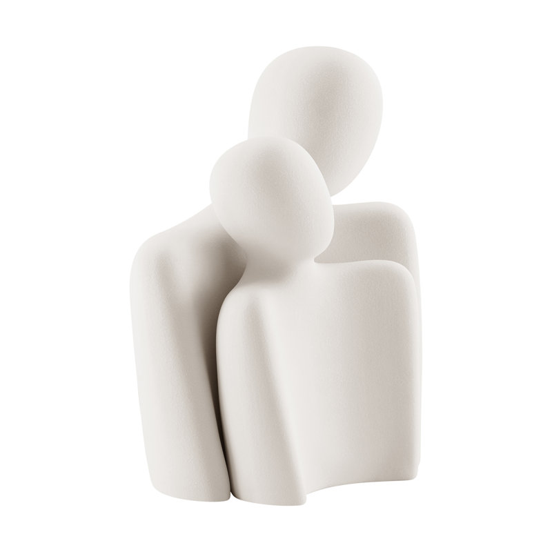 Hans Cream Abstract Nesting Two Piece Couple Decorative Accent Matte Ceramic Sculpture Figure Set