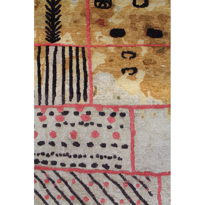 Hillside Avenue Wool Abstract Area Rug in Red/Beige/Brown, Rectangle 8' x 10'