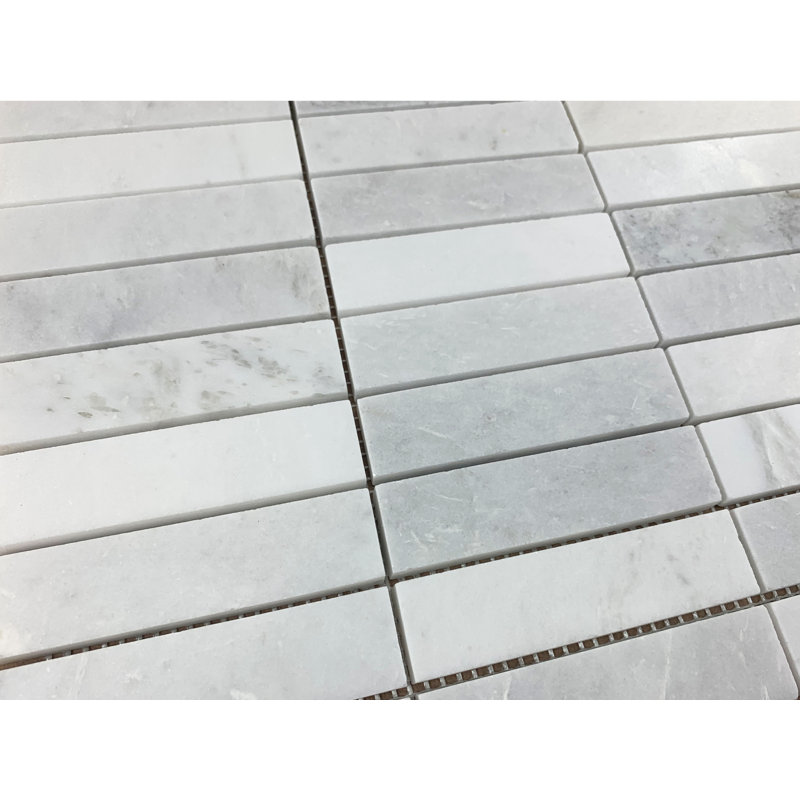 1" x 4" Marble Grid Mosaic Wall & Floor Tile, Honed