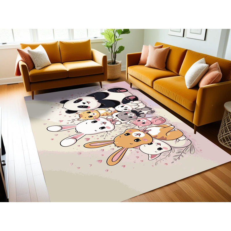 Tapis pour enfants mignons lavables Dakota Fields, Rectangulaire 2 pi x 3 pi