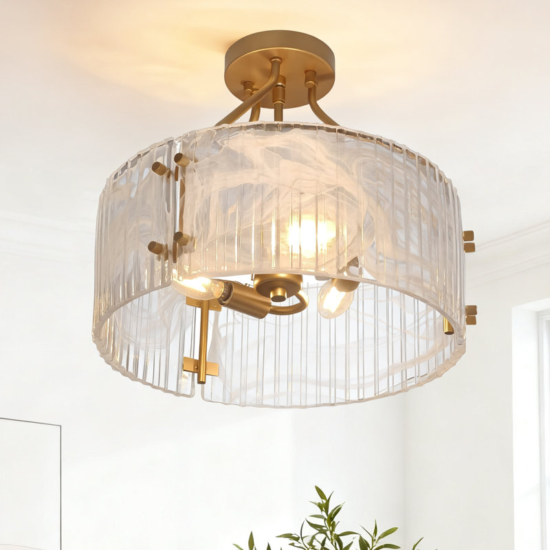 Plafonnier encastré 3 lumières en verre pour entrée de chambre à coucher de cuisine
