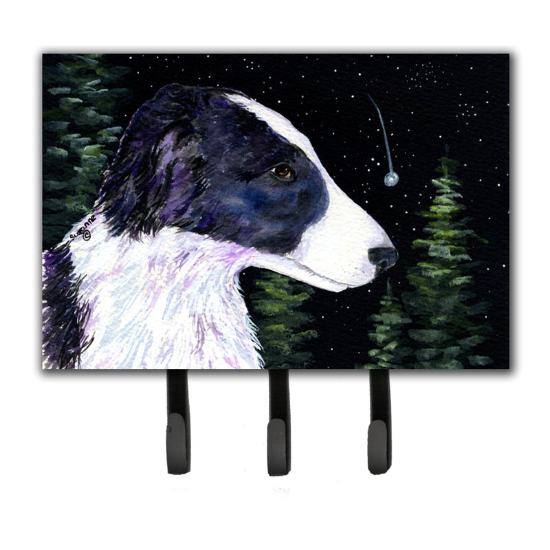 Porte-laisse collie starry night border et crochet à clé