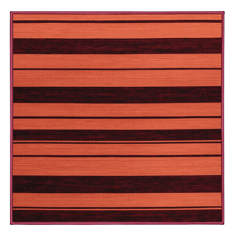 Tapis brun à rayures horizontales lavable à la machine, Carré 8 pi