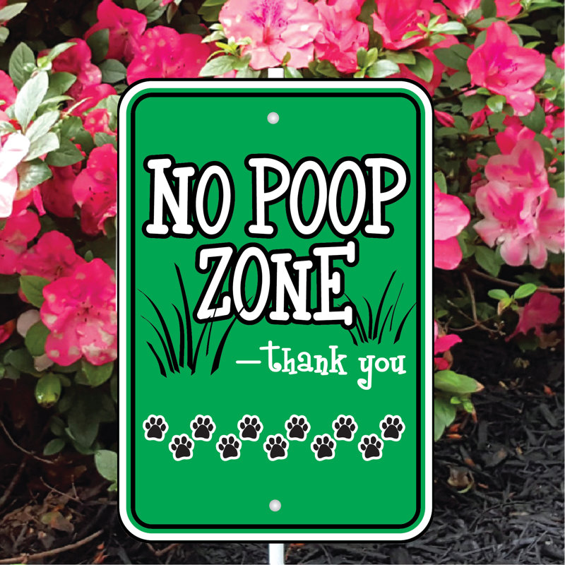 Mini panneau de jardin vert No Poop Zone
