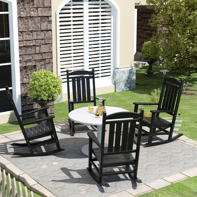 Chaise berçante d'extérieur en plastique Laguna, Noir