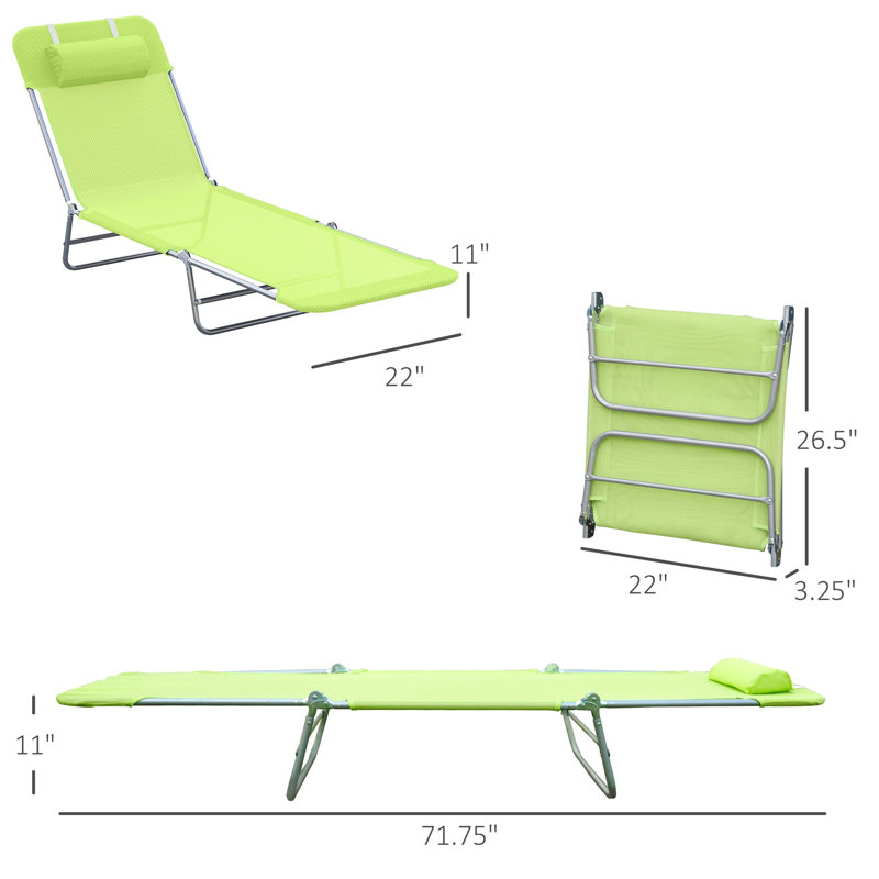 Sun Lounger Folding Chaise Lounge Pool Chairs, Lime Green