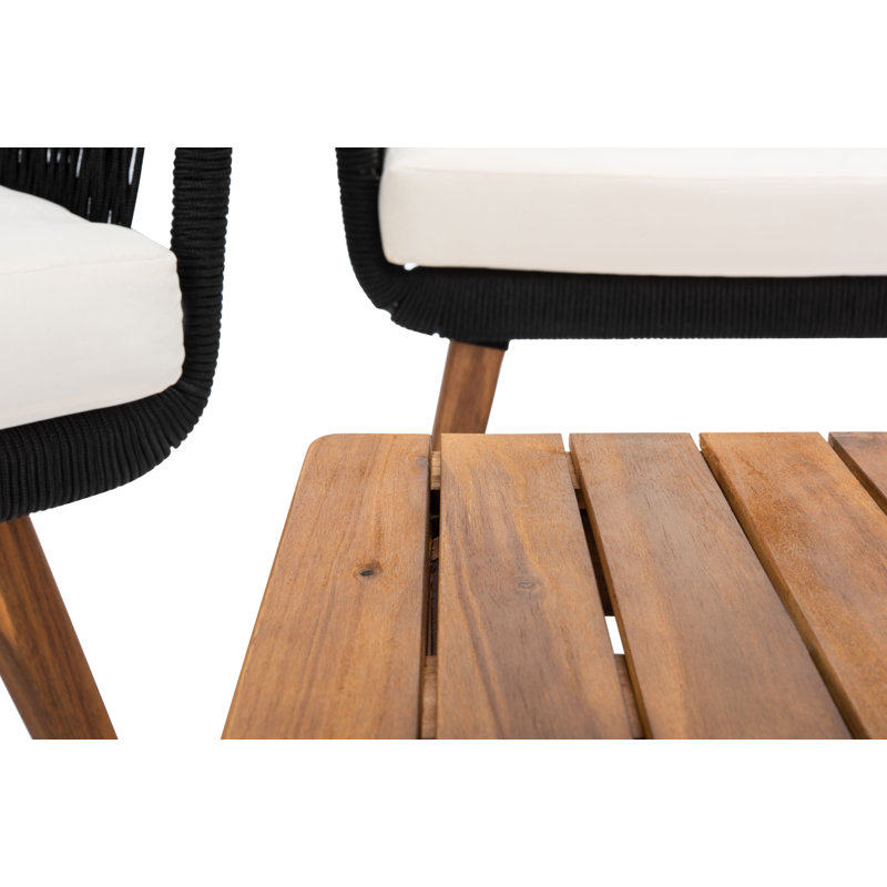 Ensemble de conversation avec canapé et coussins 4 pièces Robson, Beige, Noir