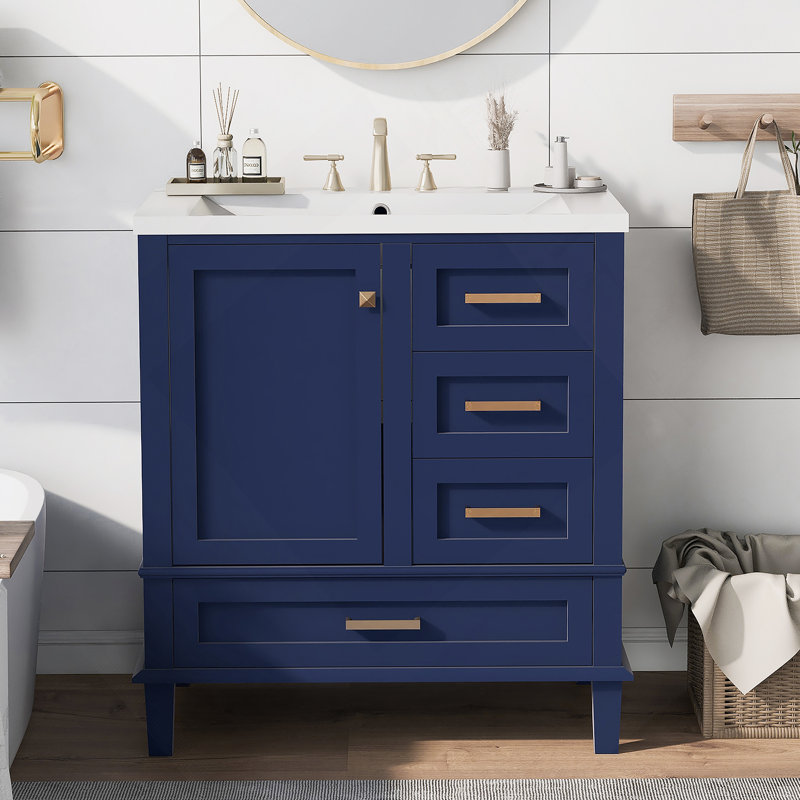 Ensemble de meuble-lavabo moderne 30 po avec meuble-lavabo 30 po, Bleu