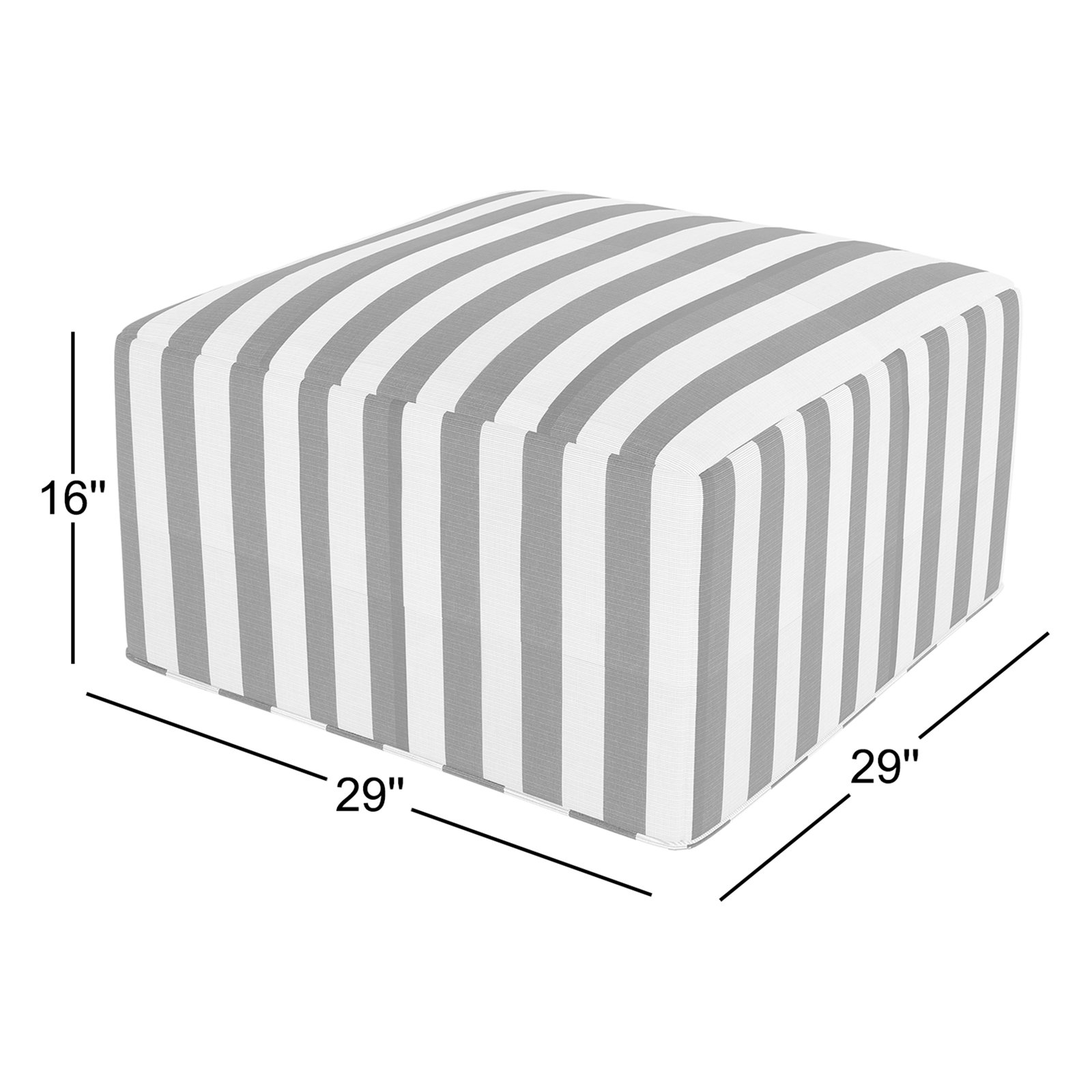 Praia Sunbrella® Patio Ottoman, Expressive Mist Striped Sunbrella®, 16" H x 29" W x 29" D
