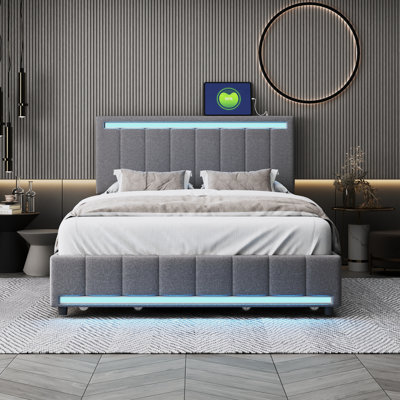 Lit plateforme tapissier avec rangement Huerfano