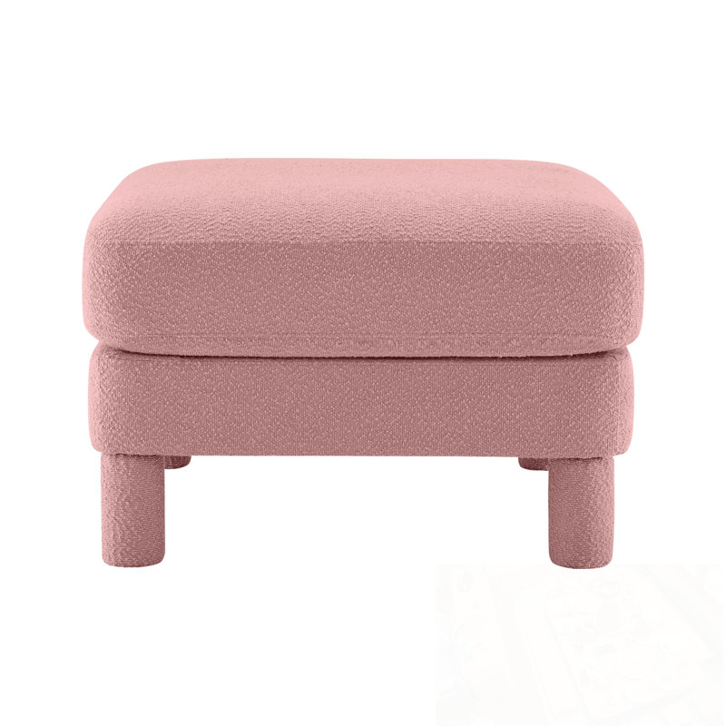 Polyester Ottoman With Four Sturdy Legs, Pink