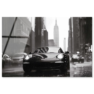 Conduite sous la pluie, photographie élégante en acrylique de New York par Art Remedy, prête à être accrochée