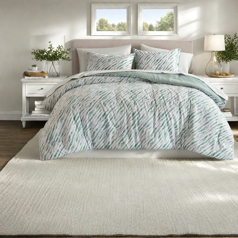 Ensemble de literie King 2 pièces, ensemble de couette en polyester vert pour maison moderne