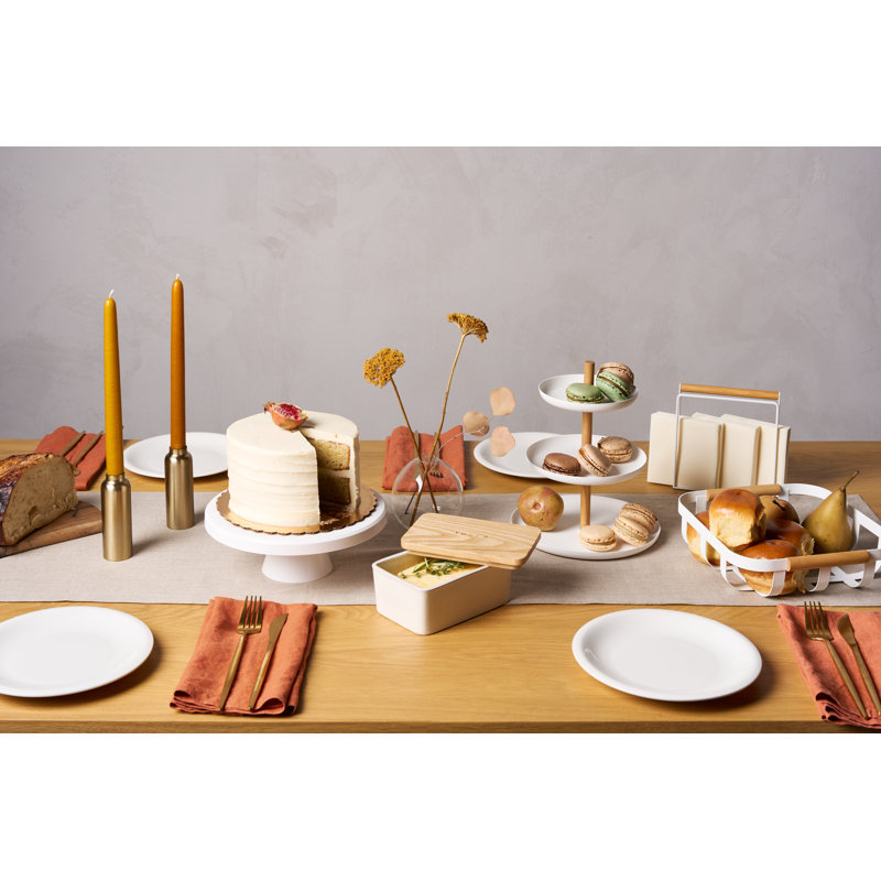 White and Wood Modern Napkin Holder