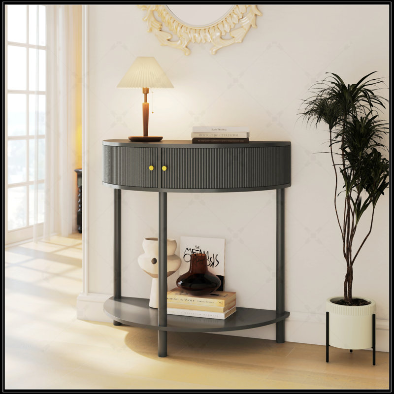 Console demi-lune Artisan, Gris foncé