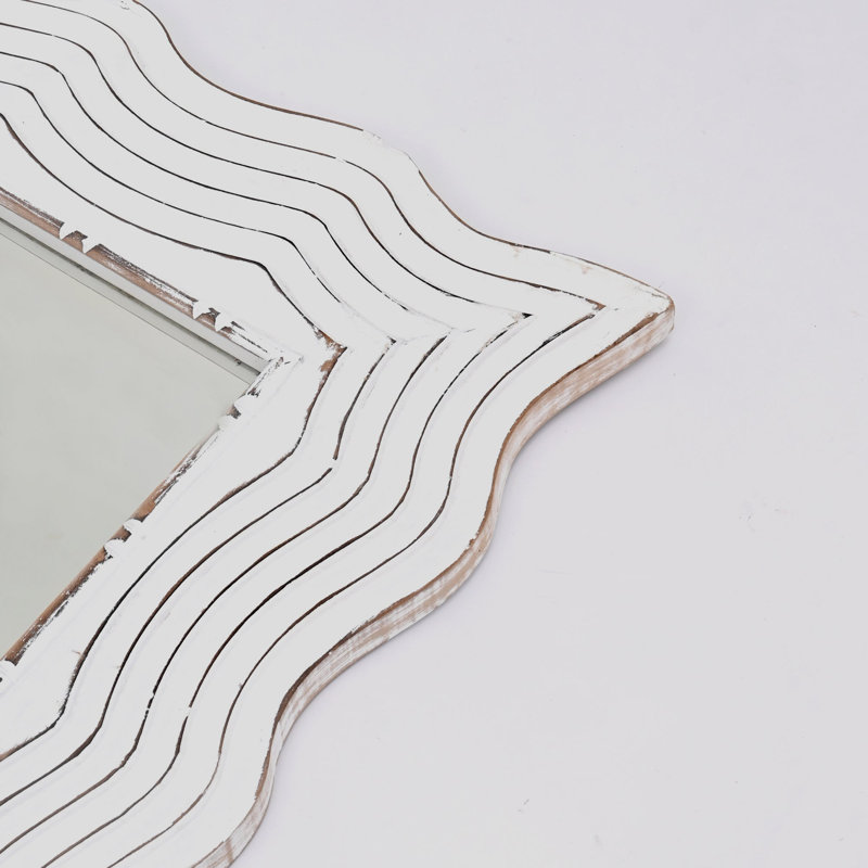 Miroir décoratif | Miroir décoratif pleine grandeur | Miroir mural rustique en bois massif blanc rustique sculpté à la main | 36 po x 72 po | Miroir de plancher