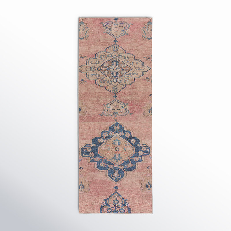Machine Washable Pink/Blue Rug, Rectangle 3' x 5'