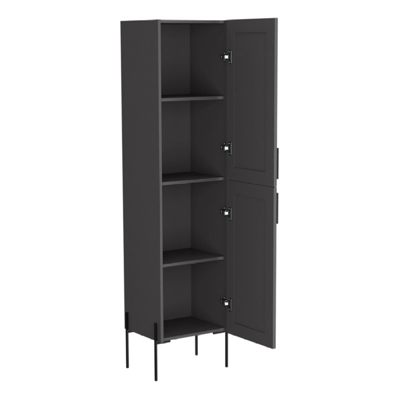 Meuble d'appoint Sealy Hight en mélamine et 4 tablettes, gris mat, Gris mat