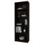 Bibliothèque en noyer teinté à 5 tablettes avec rangement ouvert et 4 niveaux pour ranger les articles essentiels dans l'espace de vie principal, structure en bois, tablettes fermées à l'arrière, grand dossier horizontal vertical, panneau de particules idéal