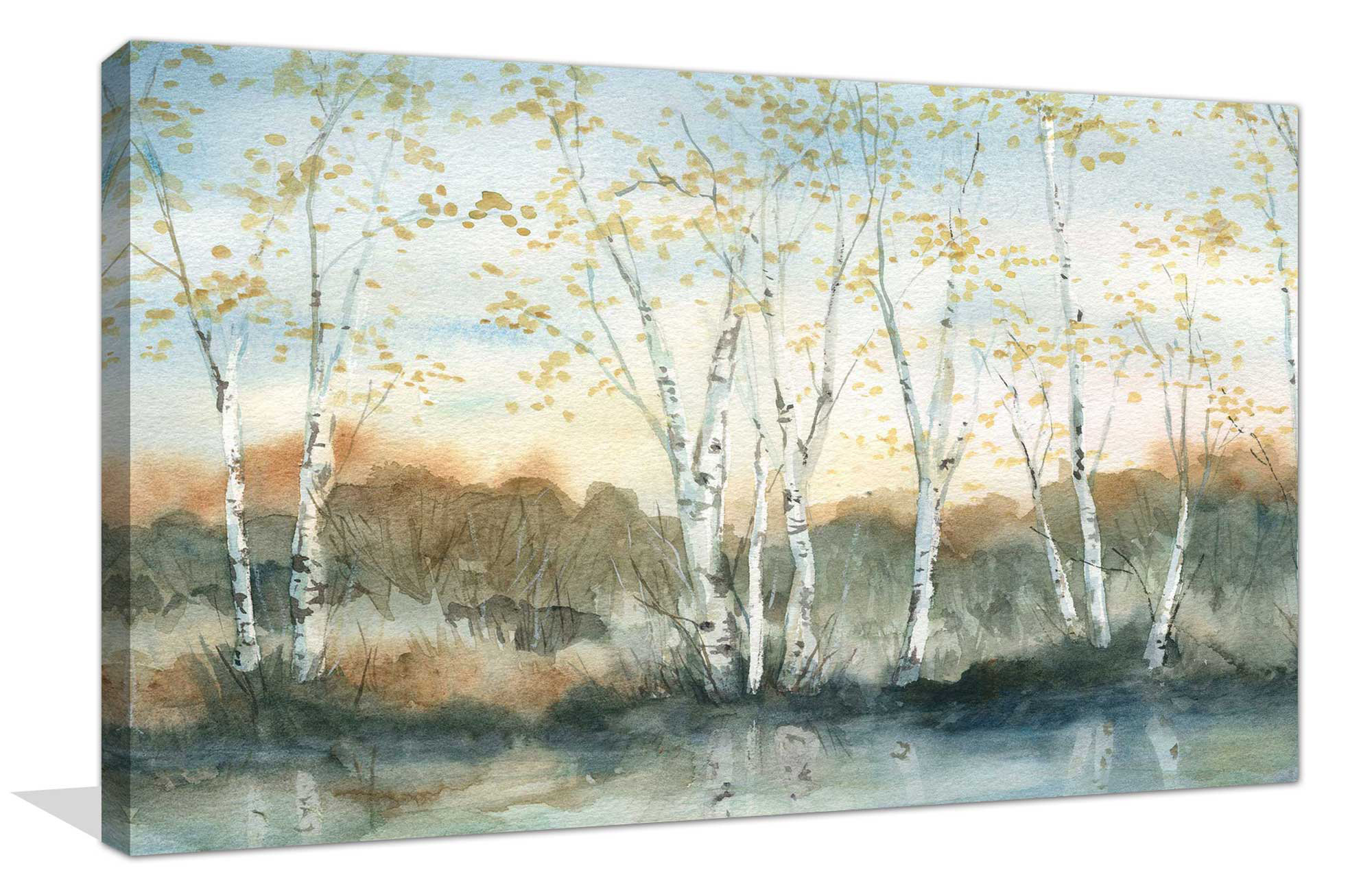 Loon Peak® Birch Riverbank - Painting | Wayfair