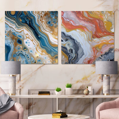 Symphonie turquoise sarcelle - ensemble de 3 collages carrés abstraits