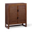 Armoire de rangement moderne Boho avec 2 portes en rotin, tablettes réglables et cadre en bois massif-118226005